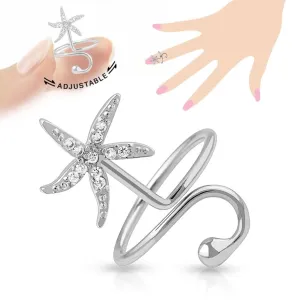 Prilagodljiv prstan za noht, morska zvezda, sijoča kroglica