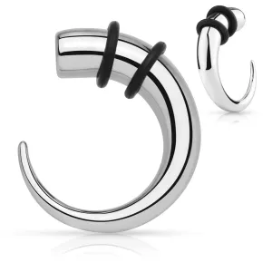 Razširjevalnik iz nerjavečega jekla – kavelj srebrne barve s črnima gumicama - Širina piercinga: 6,5 mm