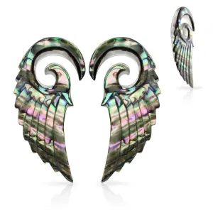 Razširjevalnika iz organskega materiala, spirala z angelskim krilom, školjka paua - Širina: 5 mm