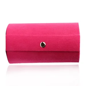 Škatla za nakit v roza barvi - oblika cilindra, trije predelki