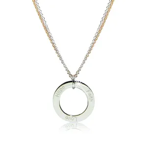 925 srebrna ogrlica - kontura kroga z napisom 