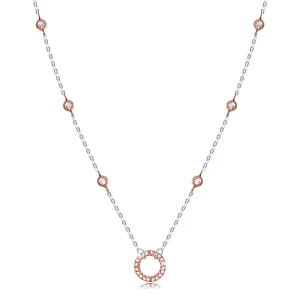 925 Srebrna ogrlica – obroček s cirkoni, okrogli okvirji, bakrena barva