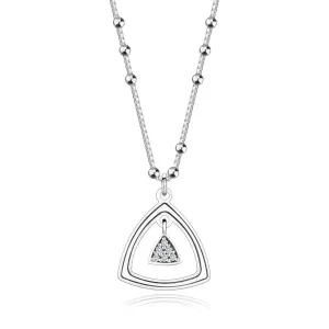 Ogrlica iz 925 srebra - brilijanti, trikotnik z zaobljenimi kraki, kroglice