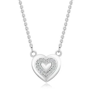 Ogrlica iz 925 srebra - motiv srca, linija prozornih brilijantov