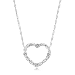 Ogrlica iz 925 srebra – obris srca z zavitimi kraki, okrogli cirkoni