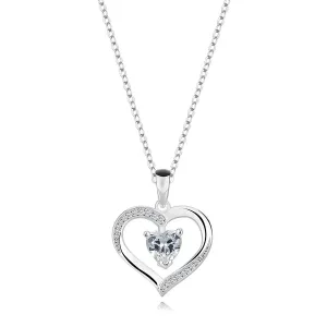 Ogrlica iz 925 srebra – srce z zavitimi kraki, pozoren cirkon, srce