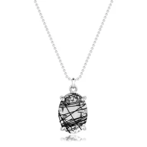 Ogrlica iz 925 srebra – vojaška verižica, naraven kristal, Venerini lasje