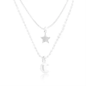 Ogrlica iz srebra 925, dvojna verižica, zvezda in luna