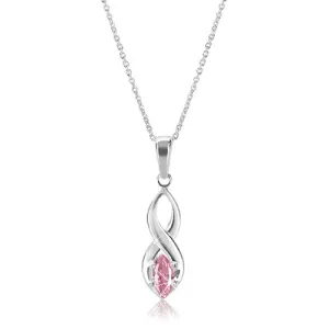 Ogrlica iz srebra 925 - koničasta osmica in rožnat cirkon