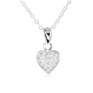 Ogrlica iz srebra 925, lesketajoče srce z vdelanimi prozornimi cirkoni