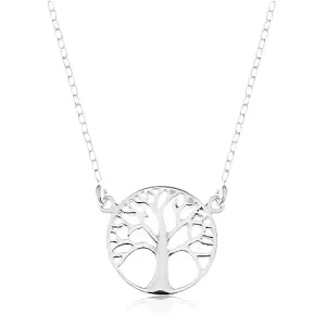 Ogrlica iz srebra 925, obesek - sijoče drevo življenja v krogu