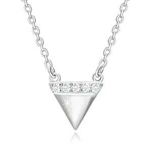 Ogrlica iz srebra 925 – preobrnjen trikotnik, lesketava linija cirkonov