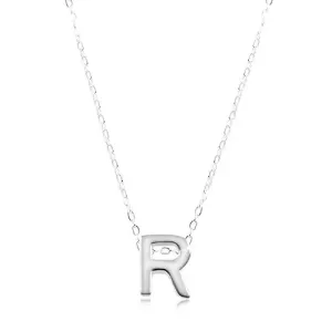 Ogrlica iz srebra 925, sijoča verižica, velika črka R