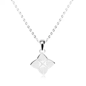 Ogrlica iz srebra 925 – štirikraka zvezda z belo glazuro, sijoča verižica