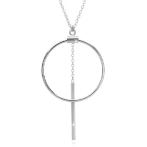 Ogrlica iz srebra 925 - verižica iz ovalnih členov, obris kroga in paličica