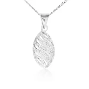 Ogrlica iz srebra 925, votel izrezljan oval, peskana površina