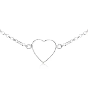 Ogrlica iz srebra čistine 925 - kontura simetričnega srca, verižica