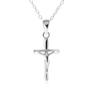 Ogrlica iz srebra čistine 925 - verižica in obesek z Jezusom na križu