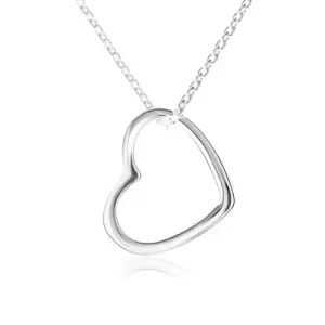 Ogrlica - obris simetričnega srca, lesketava verižica, srebro čistine 925