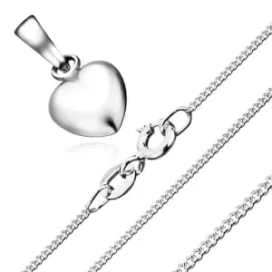 Ogrlica - simetrično srce in verižica z zasukanimi členi, srebro 925