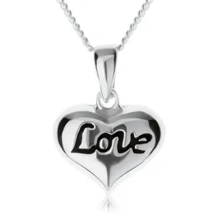 Ogrlica z nastavljivo dolžino, srce z napisom ''Love'', srebro 925