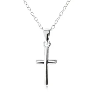 Srebrna ogrlica 925, krščanski križ na verižici z ovalnimi členi