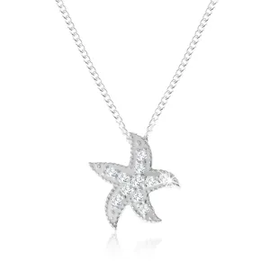 Srebrna ogrlica 925, morska zvezda, okrašena z drobnimi okroglimi cirkoni