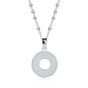 Srebrna ogrlica 925 – obroček iz cirkonov, drobna verižica, kroglice