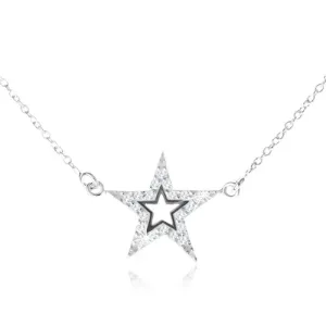 Srebrna ogrlica 925, petkraka zvezda z izrezom