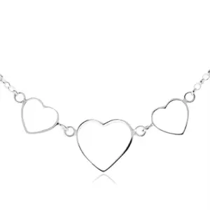 Srebrna ogrlica 925 - tri konture simetričnih src, verižica