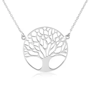 Srebrna ogrlica čistine 925, tanka verižica, drevo življenja