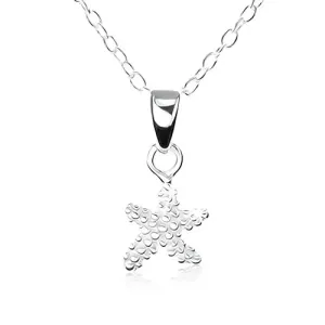 Srebrna ogrlica čistine 925, zvezda z vgraviranimi kroglicami