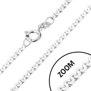 Verižica iz srebra čistine 925 - vzorec v obliki črke S, sijoča površina, širina 1 mm, dolžina 550 mm