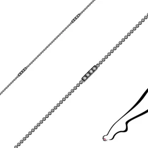 925 Srebrna zapestnica za gleženj - verižica iz kroglic, okrašena s pravokotniki z vdelanimi cirkoni