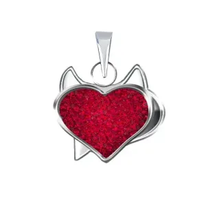 Obesek iz srebra 925 - rdeče hudičkovo srce s cirkoni