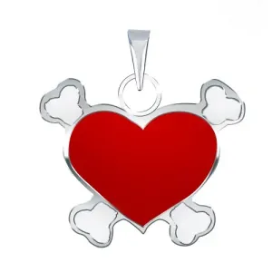 Obesek iz srebra 925 z rdečim gusarskim srcem