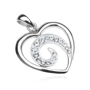 Obesek iz srebra čistine 925 - silhueta srca s cirkoni v spirali #30932