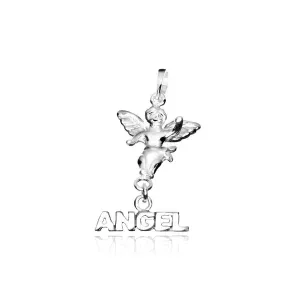 Srebrn obesek - angelček z napisom ANGEL