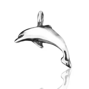 Srebrn obesek - sijoč delfin s patino