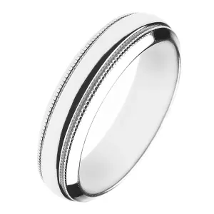 Bleščeč srebrn poročni prstan - dve vgravirani liniji - Velikost: 51