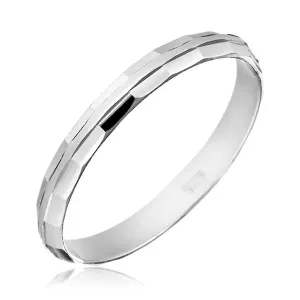 Poročni prstan iz srebra čistine 925 - bleščeči vrezani robovi - Velikost: 58