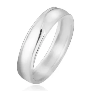 Poročni prstan iz srebra čistine 925, okrogla gladka površina, vdolbina ob straneh - Velikost: 49