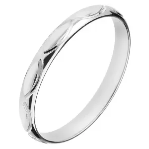 Poročni prstan iz srebra čistine 925 - vgravirane zrnate silhuete - Velikost: 50