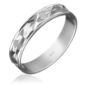 Poročni prstan iz srebra čistine 925 - vgravirani žarki po obsegu - Velikost: 64