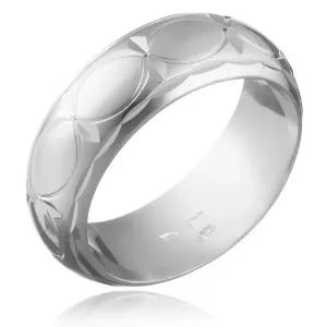 Poročni prstan iz srebra čistine 925 - zrnati obrisi in žarki - Velikost: 50