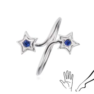 Prstan iz srebra čistine 925 - kraka z zvezdo in modrim cirkonom