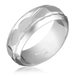 Prstan iz srebra čistine 925 - na sredi ostre, nepravilne oblike - Velikost: 50