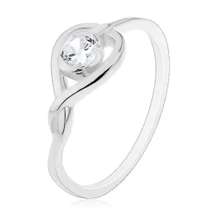 Prstan iz srebra čistine 925 – prekrižana silhueta srca s cirkonom - Velikost: 55