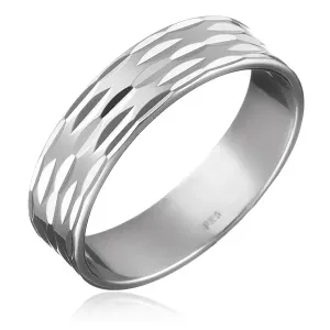 Prstan iz srebra čistine 925 - tri linije zrn po obsegu - Velikost: 55