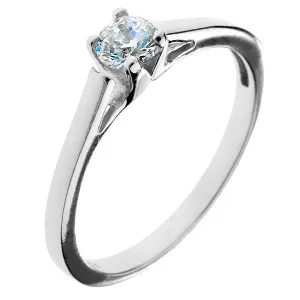 Srebrn poročni prstan - okrogel cirkon v podstavku - Velikost: 50
